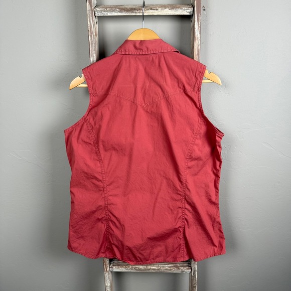 Women's Carhartt Pink Sleeveless Pearl Snap Shirt size Large - Picture 4 of 6